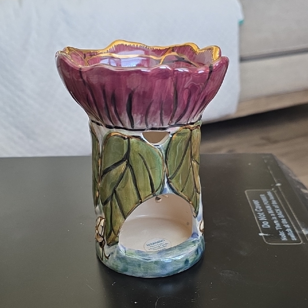 Blue Sky Purple and Green Ceramic Candle Holder